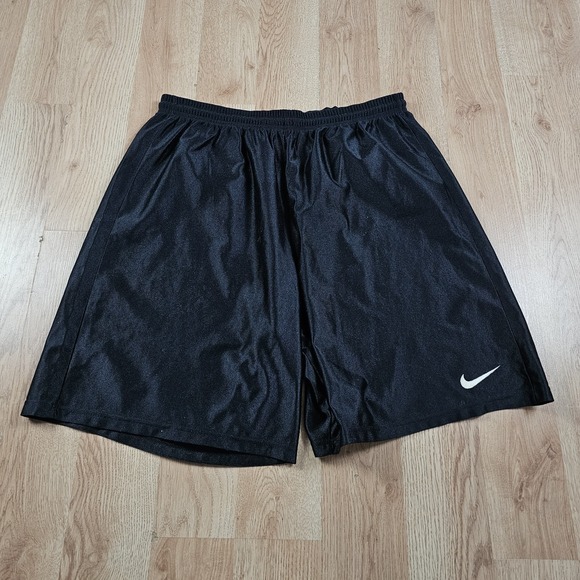 Vintage Nike Team Shorts Men XL Dazzle Basketball Black Silky Soft Shiny Made US - Picture 1 of 8